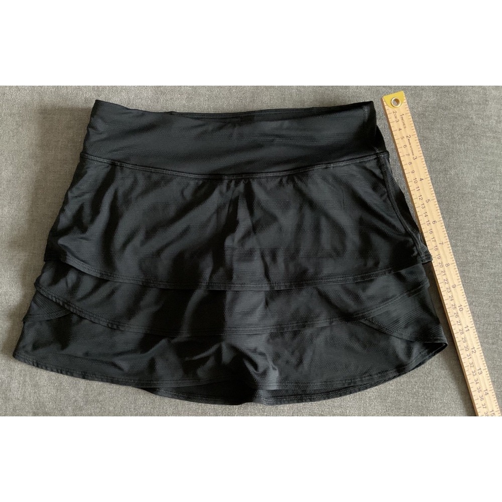 Athleta Girl Black Swing Skort Tiered Athletic Skirt Shorts XL 14 Zipper Pocket - Picture 5 of 7